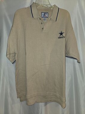 Vtg. Logo Athletic 1990's Dallas Cowboys Men's XL Beige Polo (LOC-32)